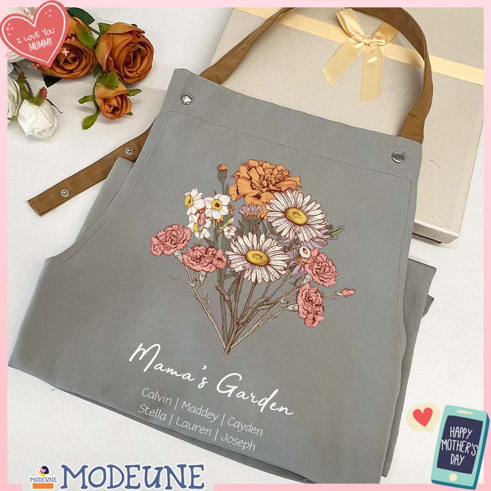 Birth Flower Bouquet Customized Apron Waterproof