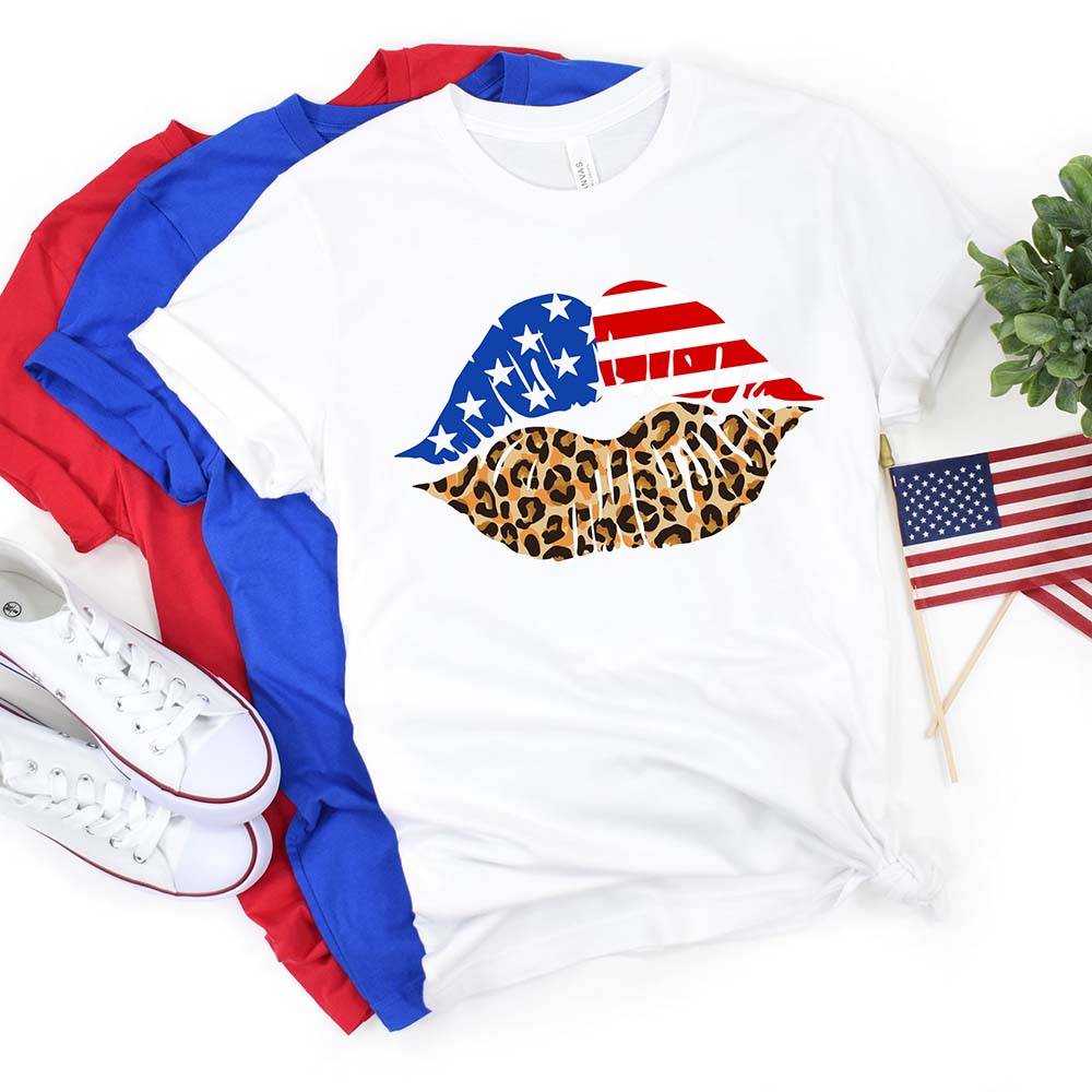 Patriotic Lips Independence Day T-Shirt
