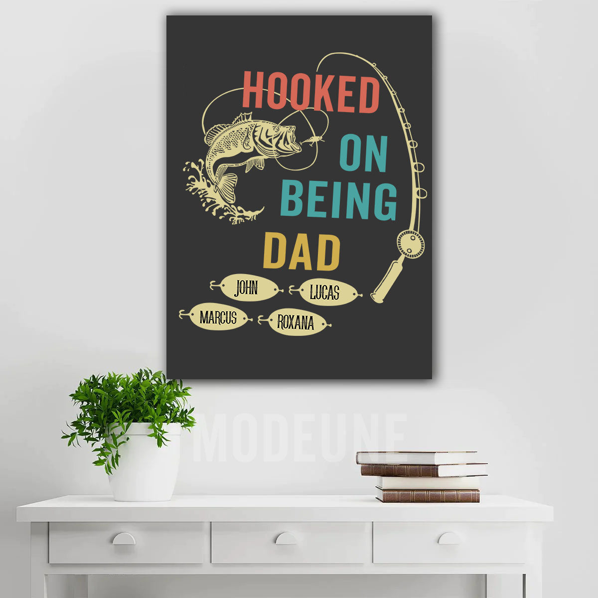 👨HOOKED ON BEING DAD Premium-Leinwandfamilie 