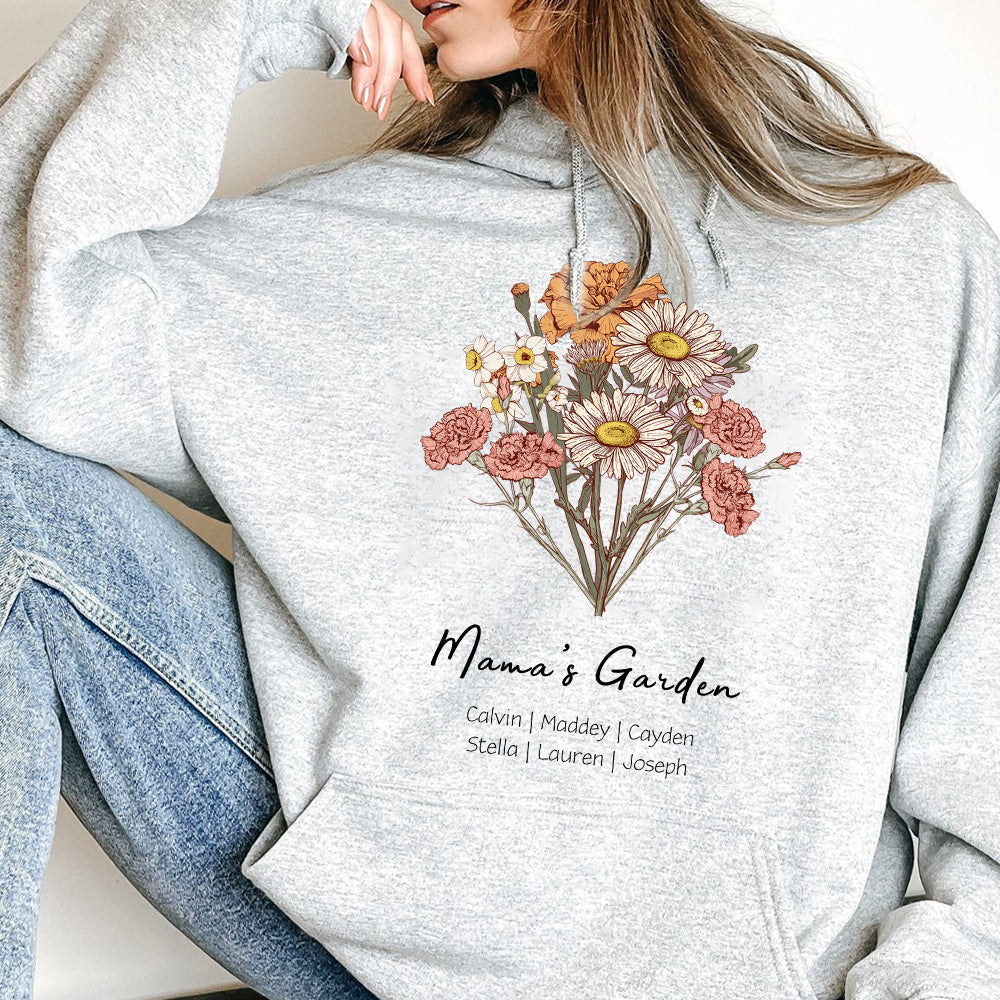 Birth Flower Family Bouquet Custom Hoodie/Crewneck/T-shirt (AI Processed)