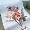 Birth Flower Family Bouquet Customized Blanket