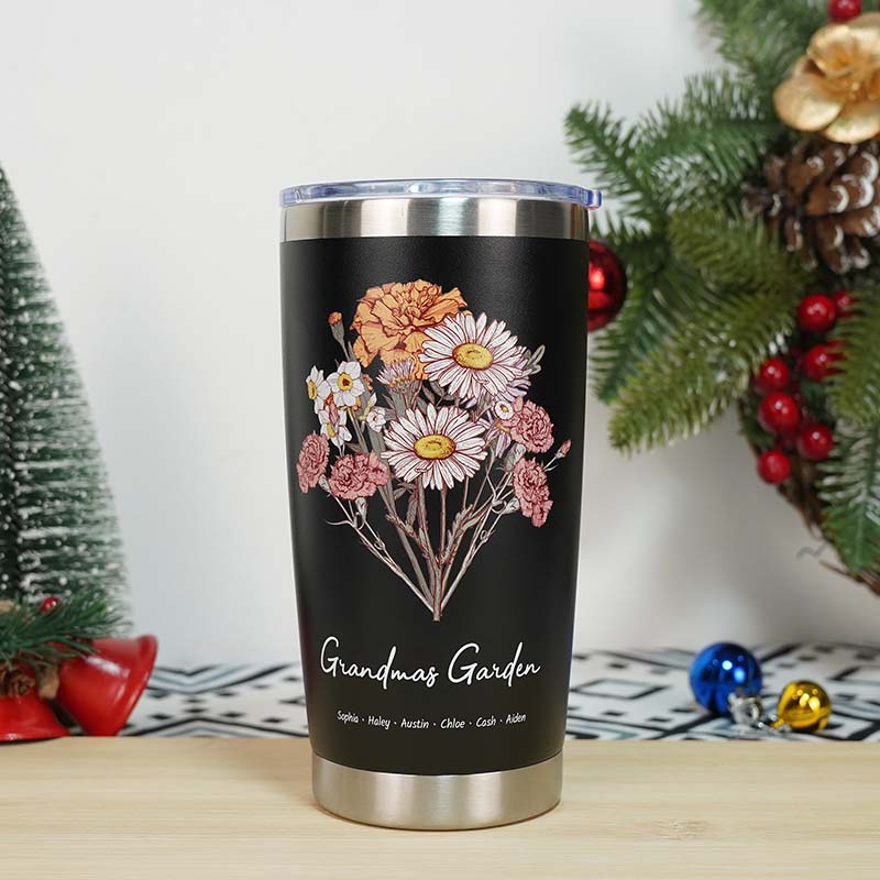 Birth Flower Family Bouquet Custom Stainless Steel Tumbler