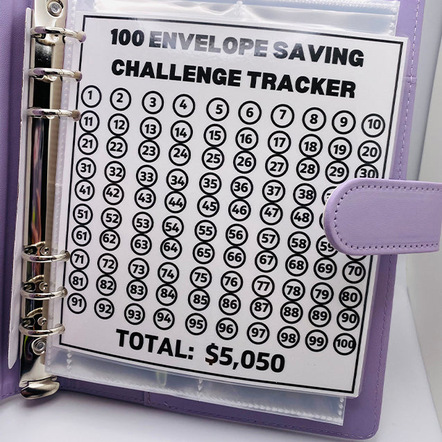🔥Individueller Name 100 Envelope Challenge Lederbinder – einfache und unterhaltsame Möglichkeit, 5.050 $ zu sparen🔥 