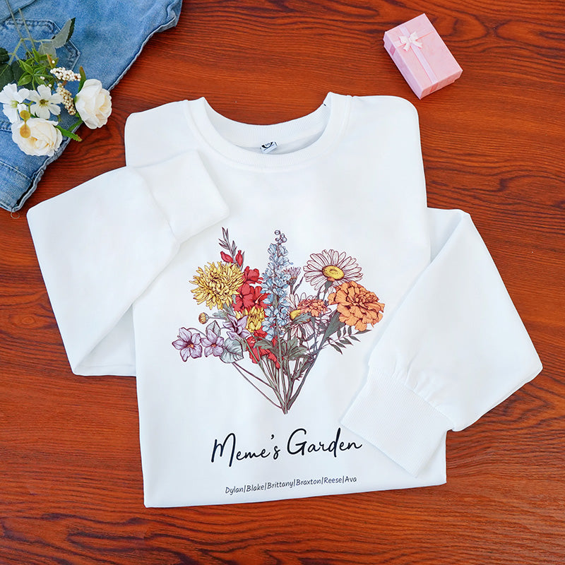 Birth Flower Family Bouquet Custom Hoodie/Crewneck/T-shirt (AI Processed)