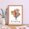 ⭐️Birth Flower Family Bouquet Personalized Names Frame⭐️