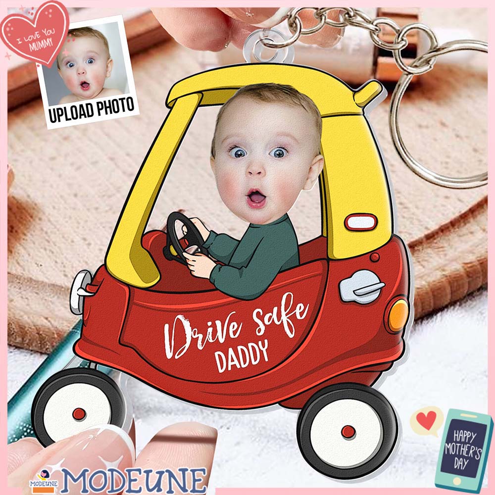 Drive Safe Mommy Custom Photo Acrylic Keychain  (Manually Processed)