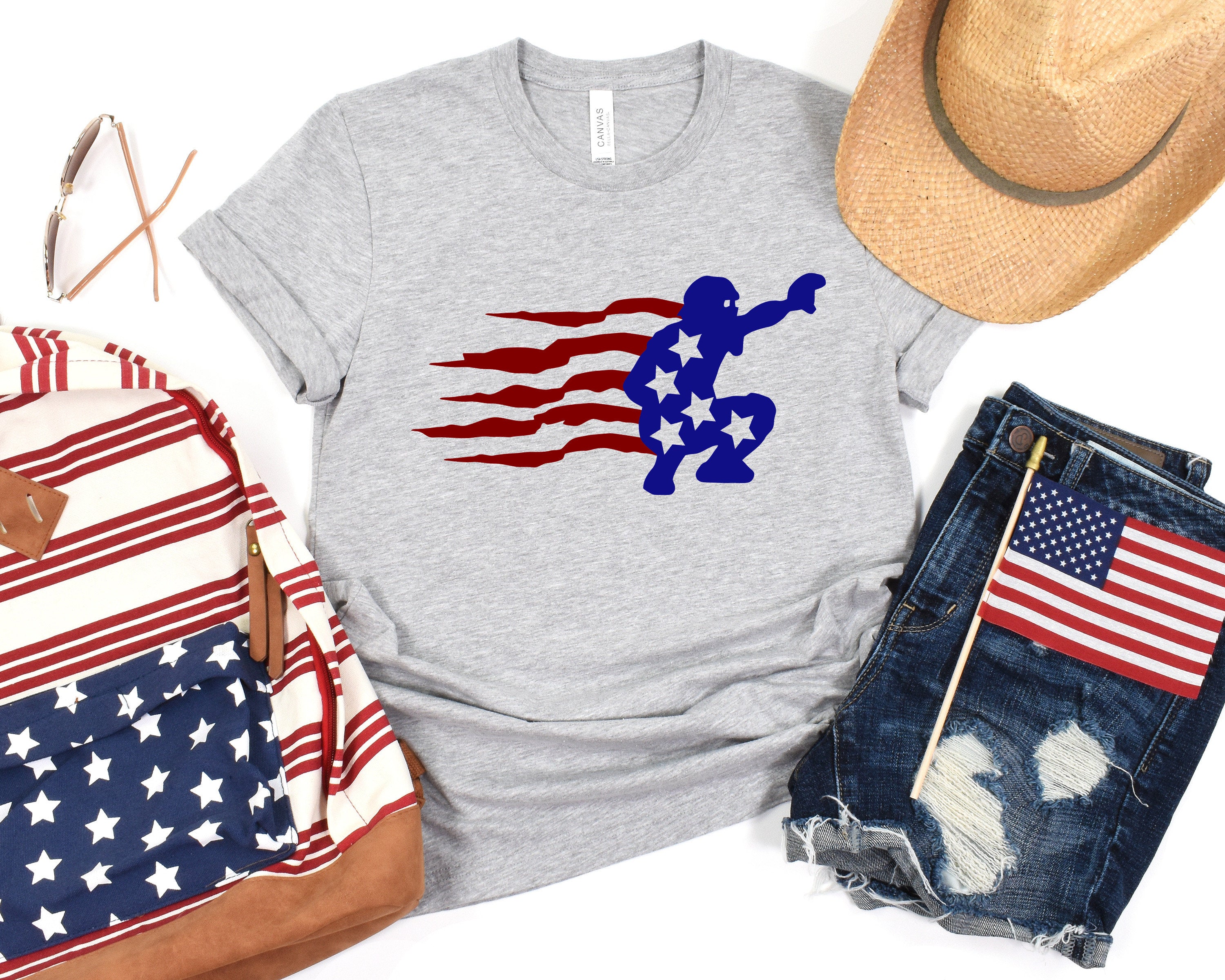 Dabbing Baseball 4th Of July Independence Day T-Shirt