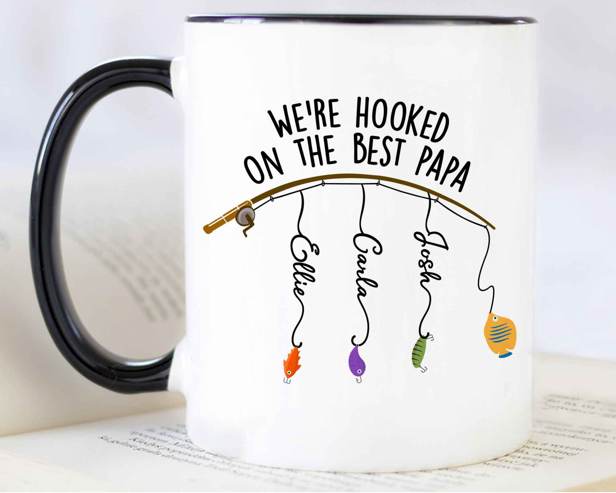 Cartoon Hooked on the best papa Custom mug
