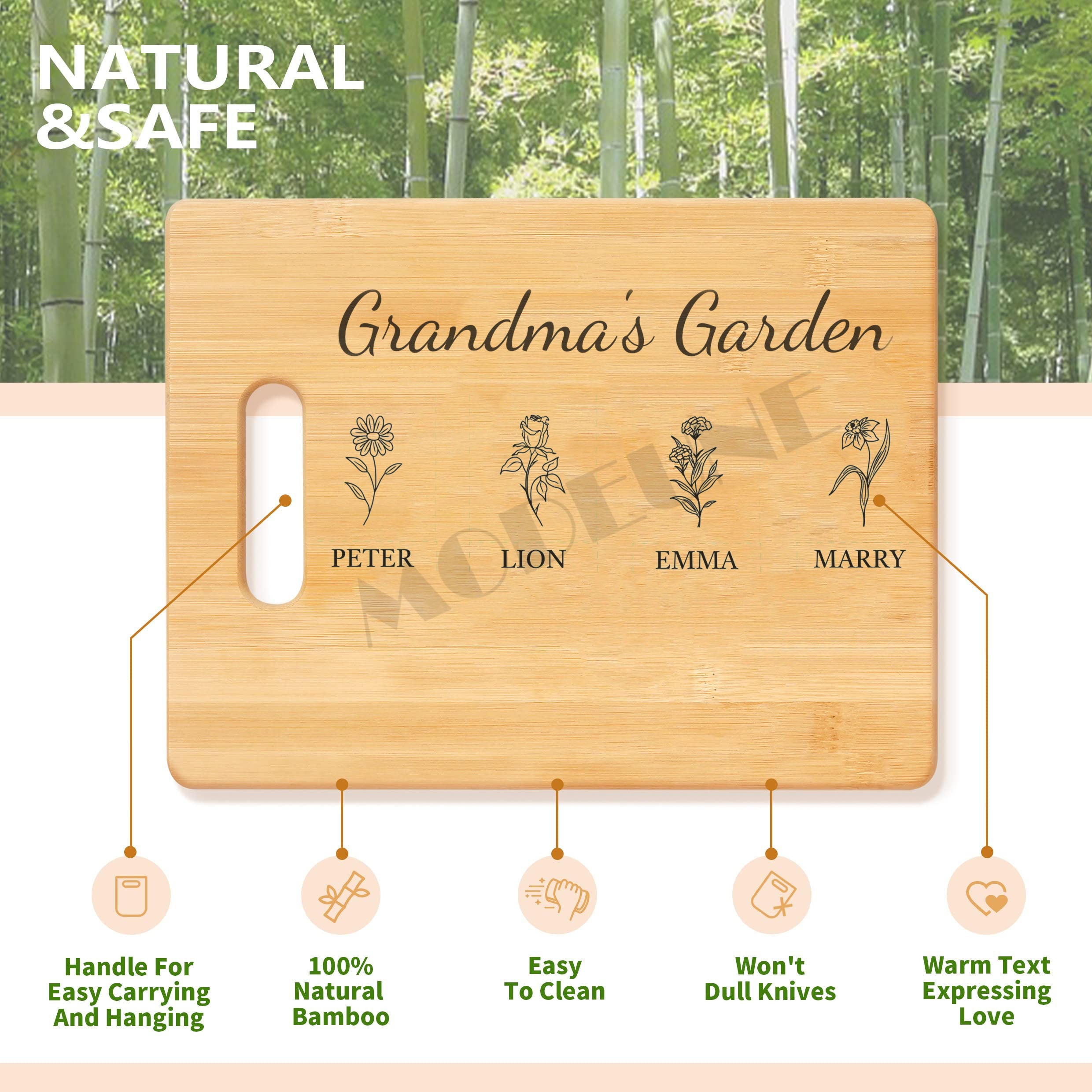 Mama's Garden is Her Children Customized Bamboo Cutting Board