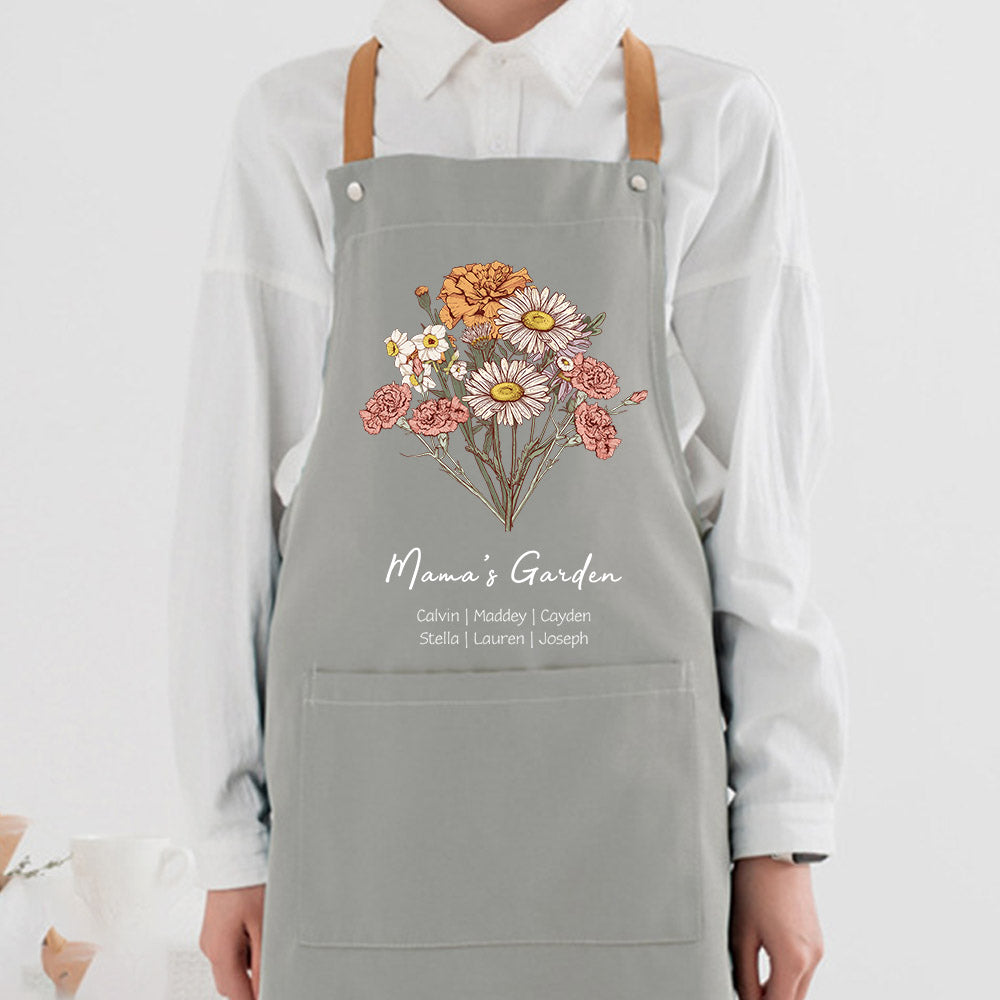 Birth Flower Bouquet Customized Apron Waterproof