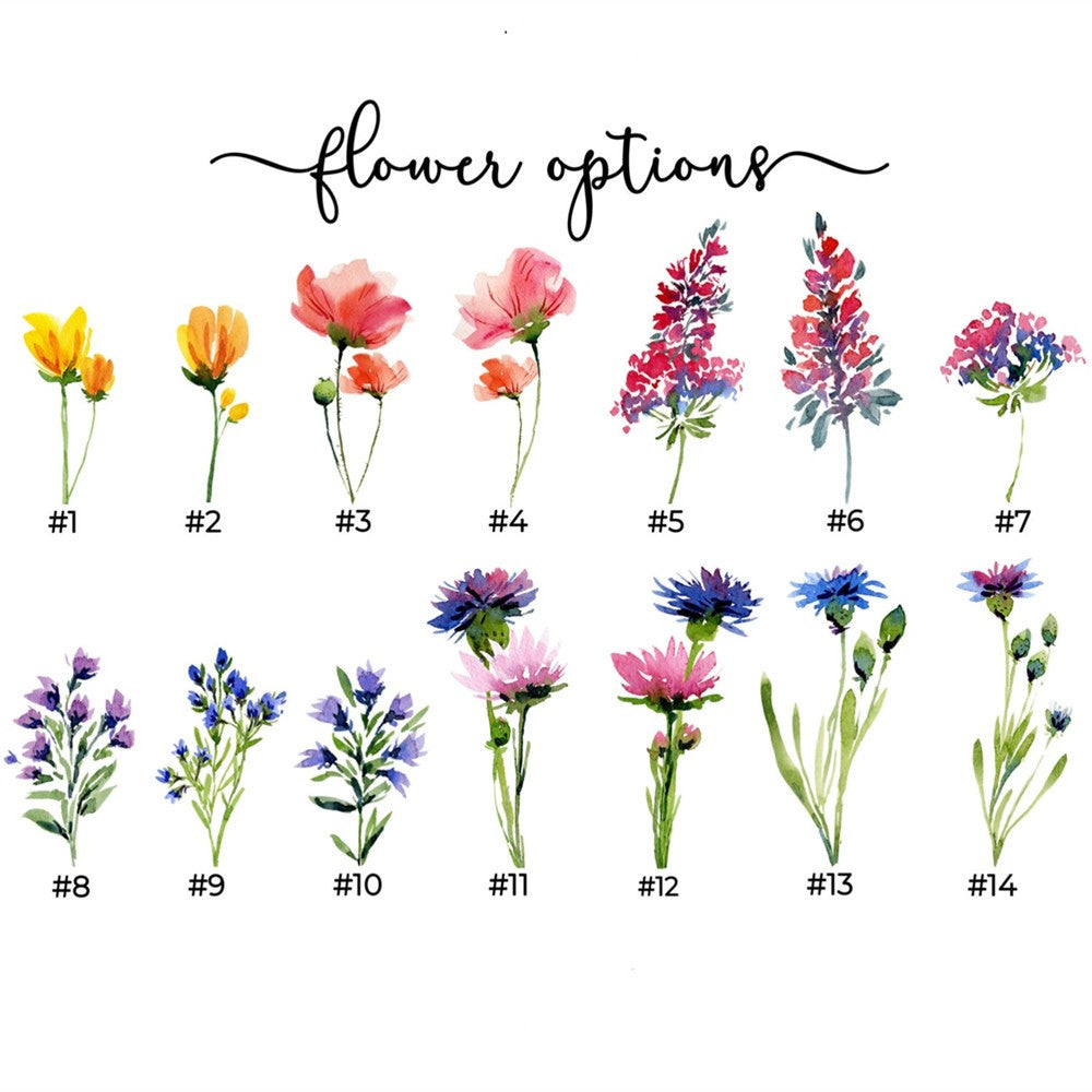 Personalisiertes Gartenschild mit Namen der Enkelkinder und Geburtsblume als Muttertagsgeschenk