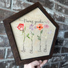 Personalisiertes Gartenschild mit Namen der Enkelkinder und Geburtsblume als Muttertagsgeschenk