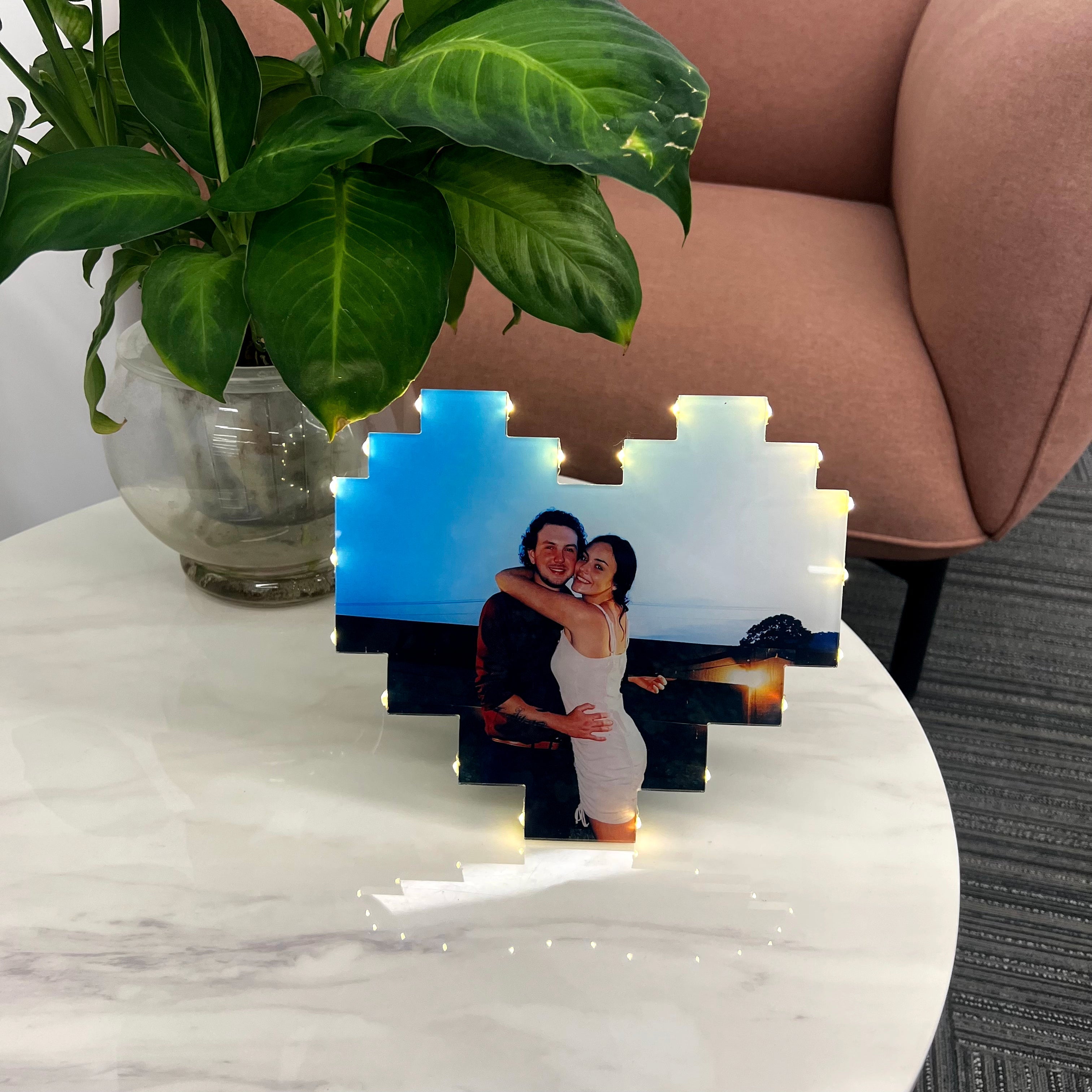 Custom Heart Shape Photo Collage Lamp with Photos