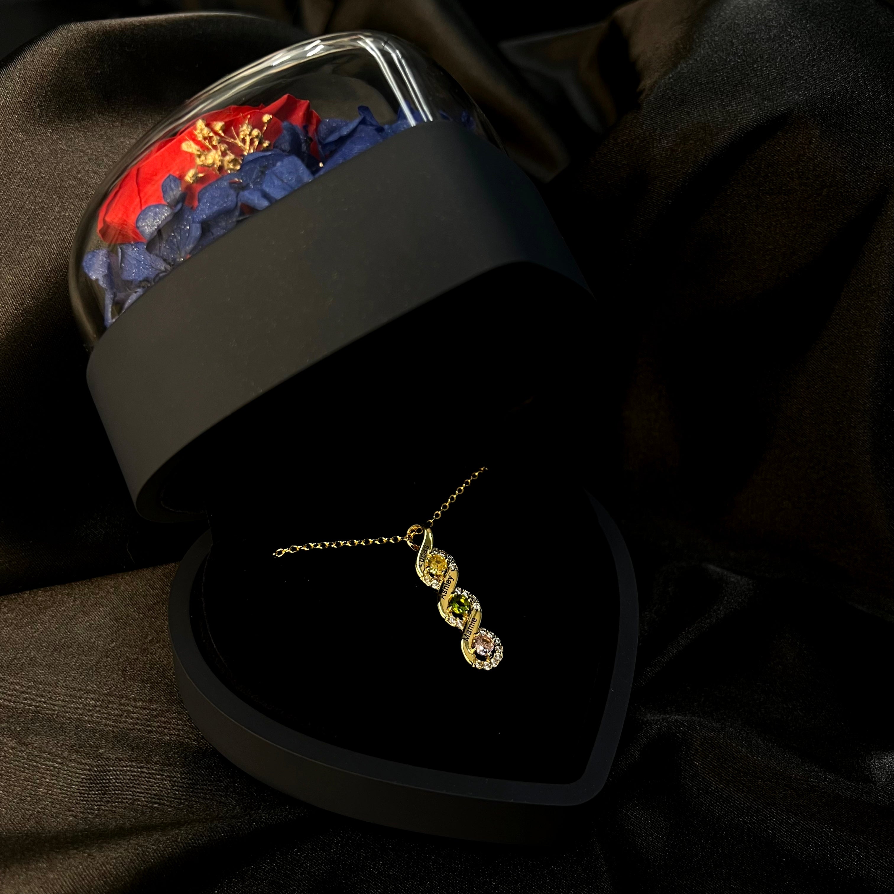 Custom Mother Rings Necklace with Birthstones