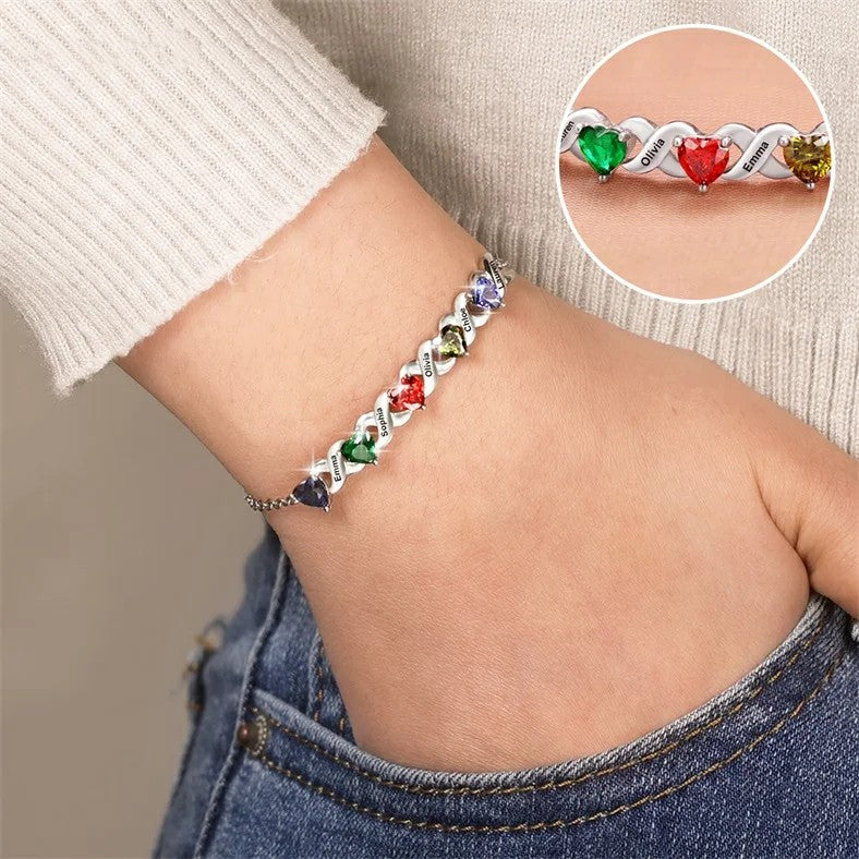 Custom Heart Birthstone Bracelet