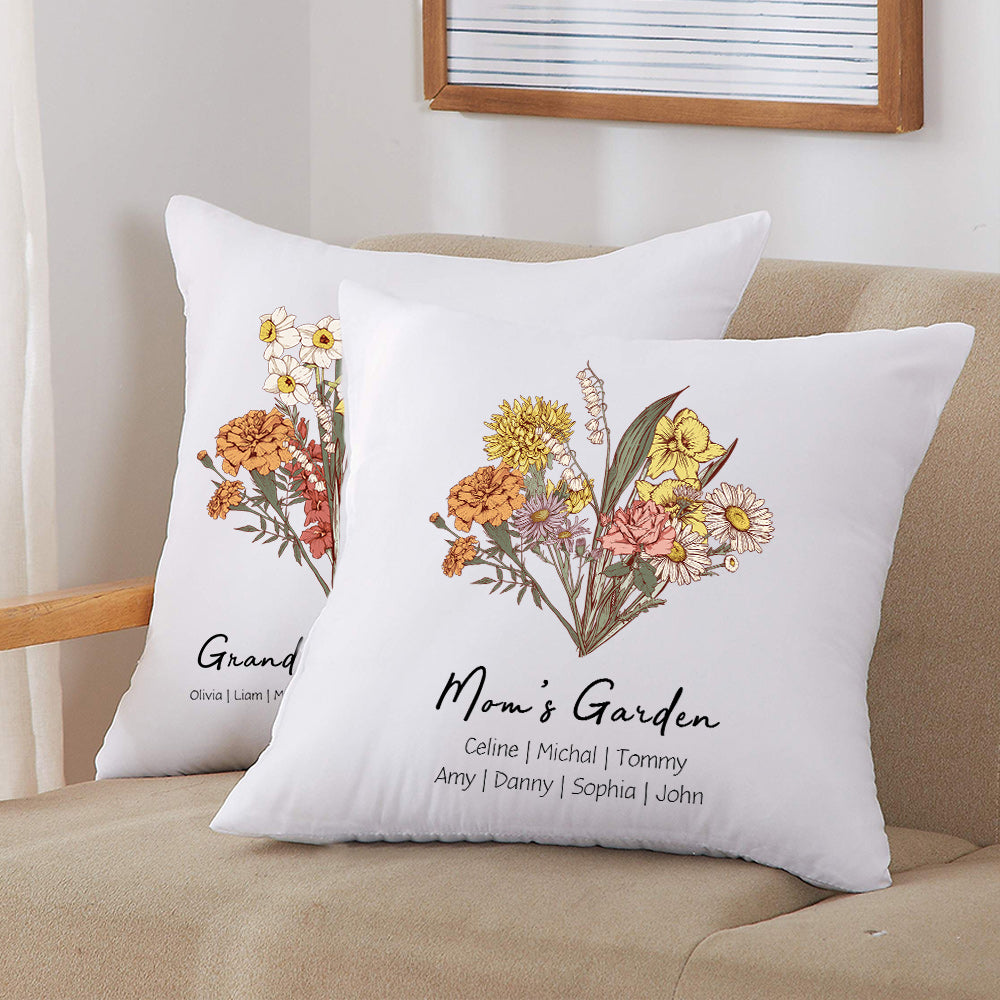 Birth Flower Bouquet Customized Pillow Cushion