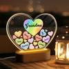 Oma Mama Herzen im Herzen, personalisiertes Acryl-Herz-LED-Nachtlicht