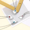 Custom Heart Pendant Puzzle Necklace with Birthstone