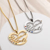 Custom Heart Hand Hug Necklace With Birthstones for Mom