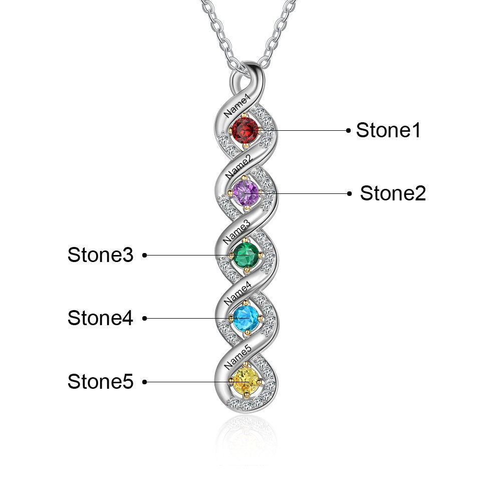 Custom Mother Rings Necklace with Birthstones