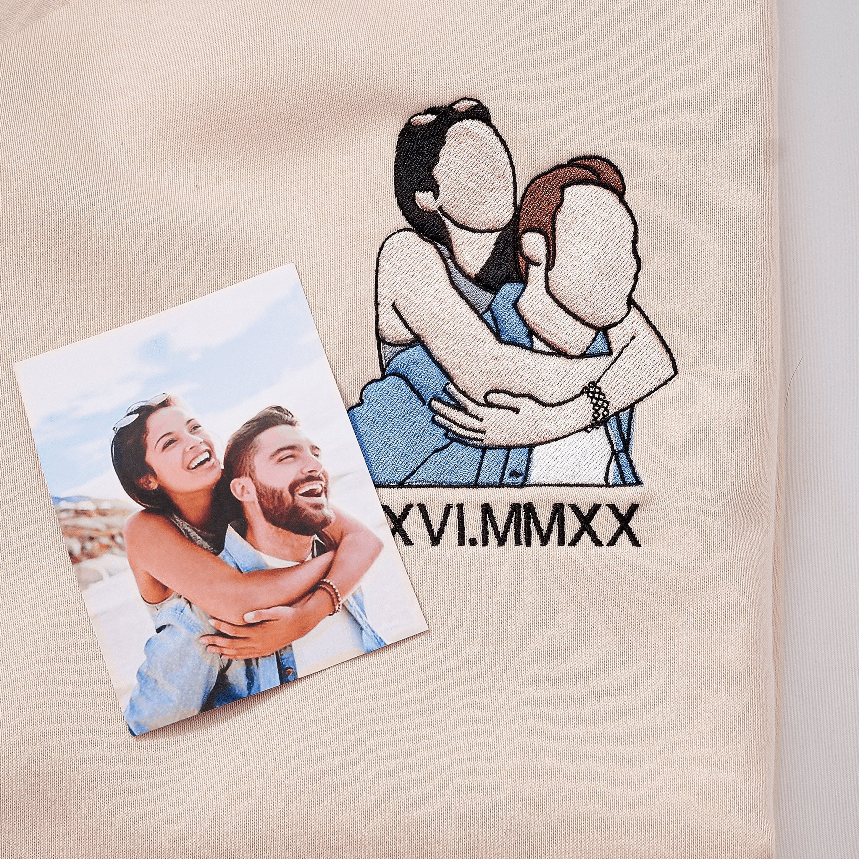 Personalisierung Cartoon Roman Date Hoodie Stickerei