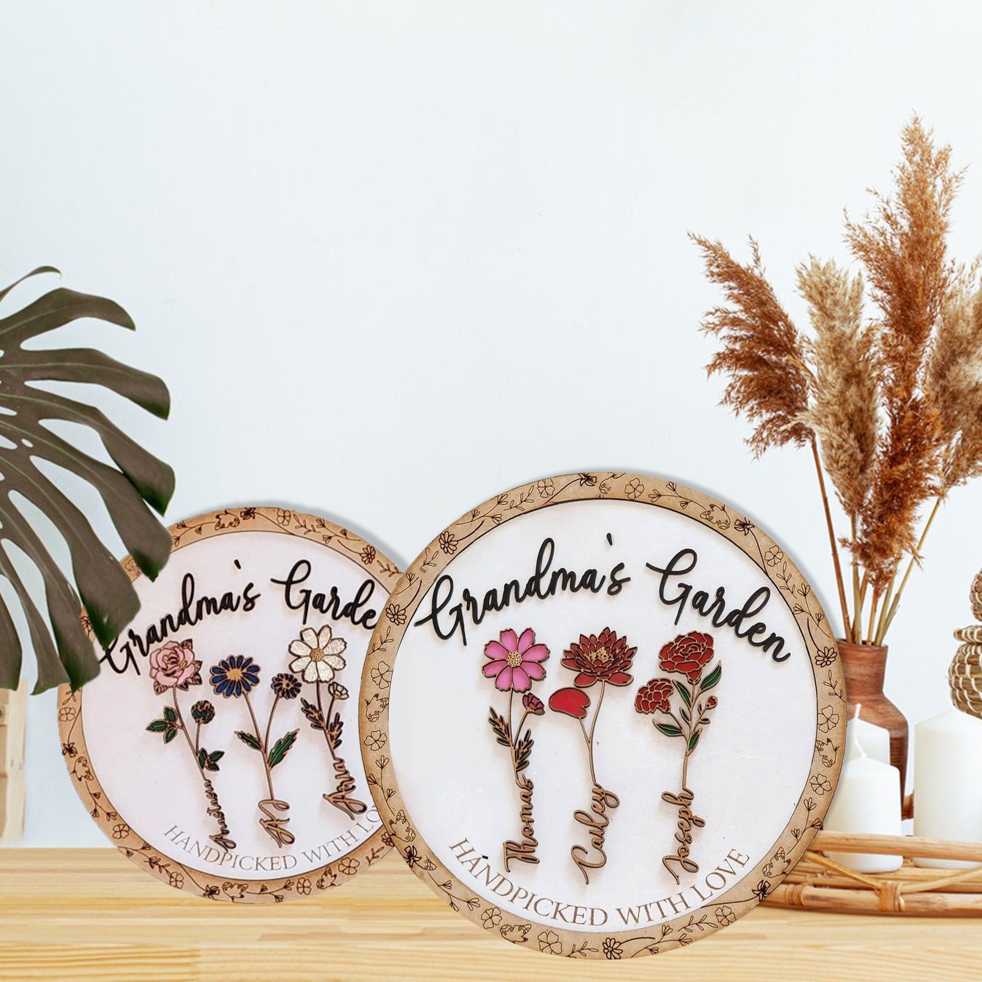 Personalisiertes Geburtsblumenschild aus Holz als Geschenk